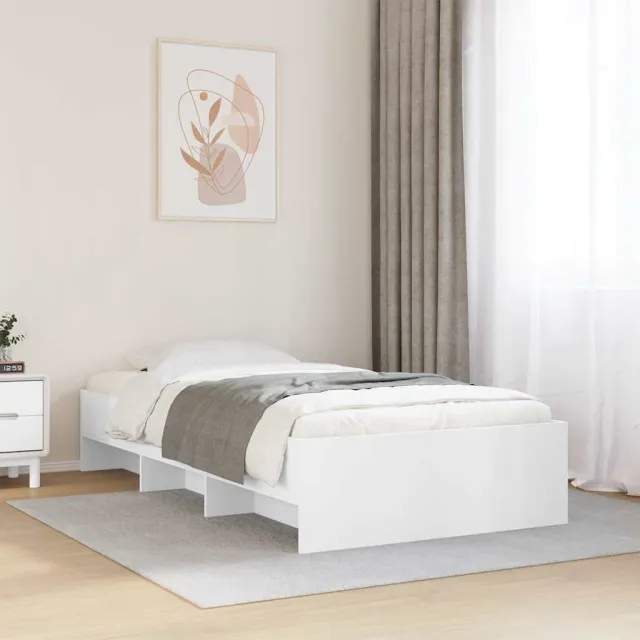 vidaXL Bedframe bewerkt hout wit 75x190 cm