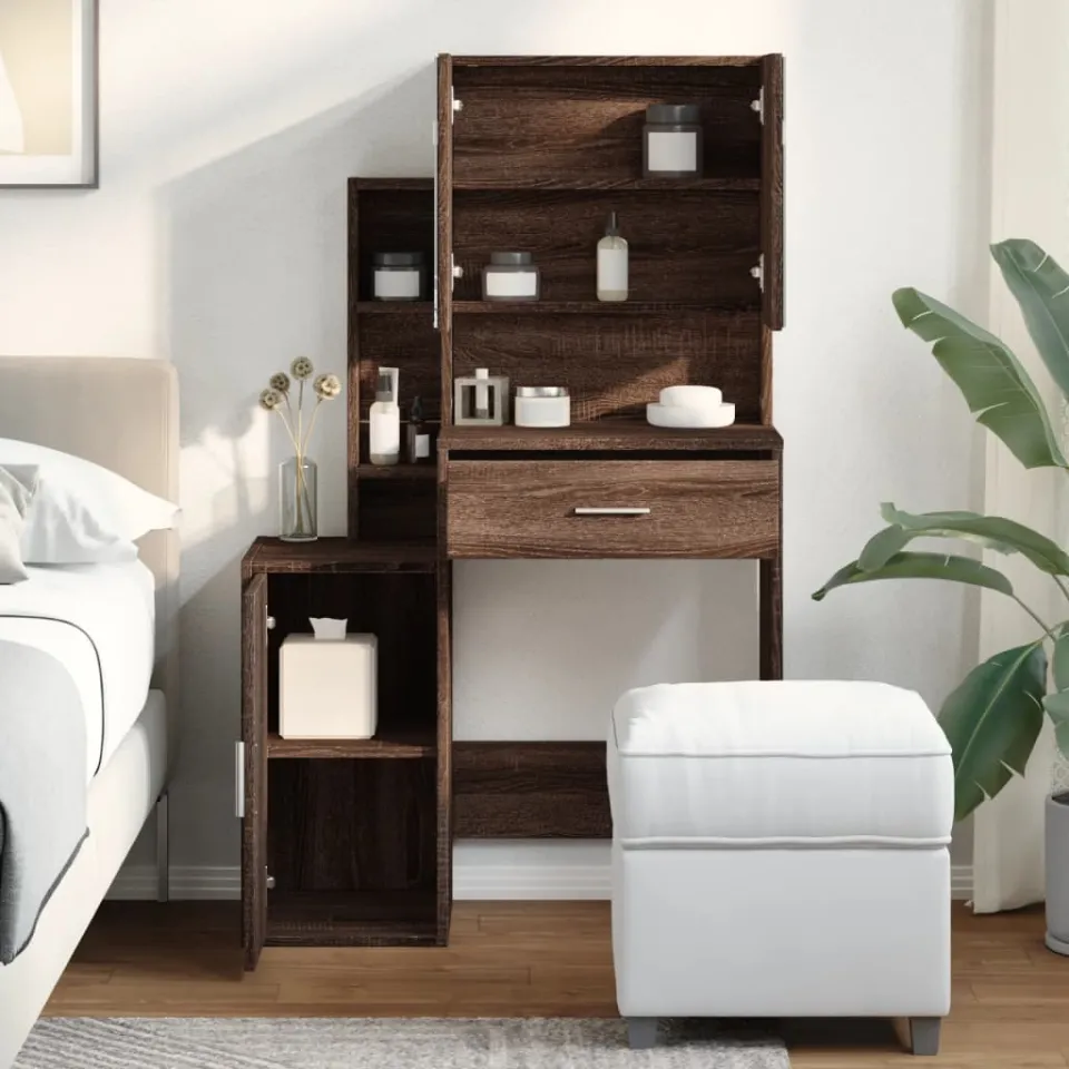 vidaXL Kaptafel met kastje 80x35x132 cm bruin eikenkleur, foto 3