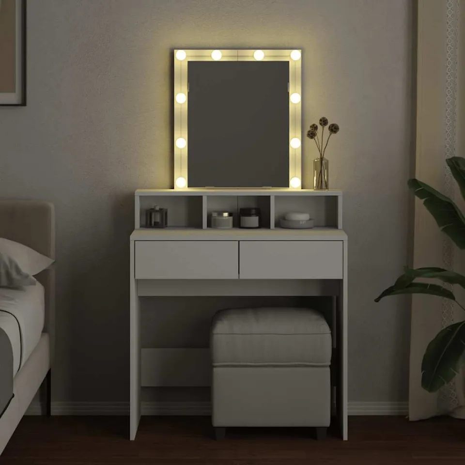 vidaXL Kaptafel met LED 80x41x144,5 cm wit, foto 3