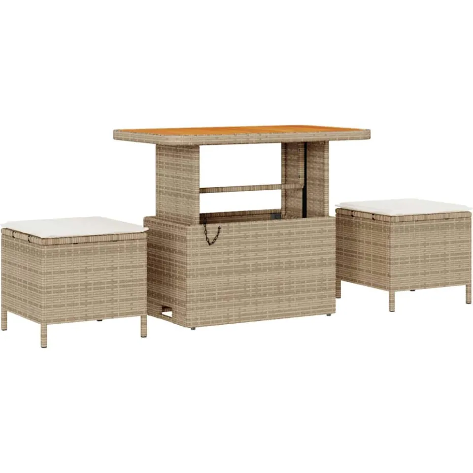 vidaXL Tuin Sofa Set met kussen met opslag 10 pcs Beige poly rattan, foto 4