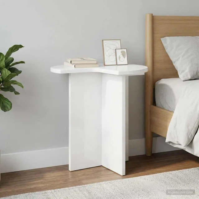 vidaXL Bijzettafel 2 st Hoogglans Wit Ø 39 x 38 cm Bewerkt hout
