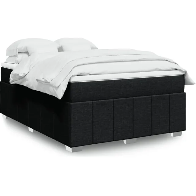 vidaXL Boxspring met matras stof zwart 140x200 cm