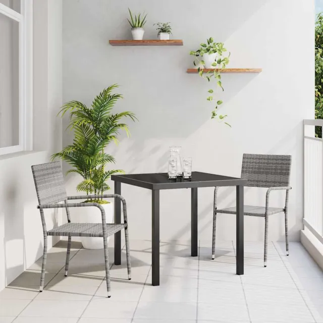 vidaXL Tuin eettafelset 3 st Grijs poly rattan