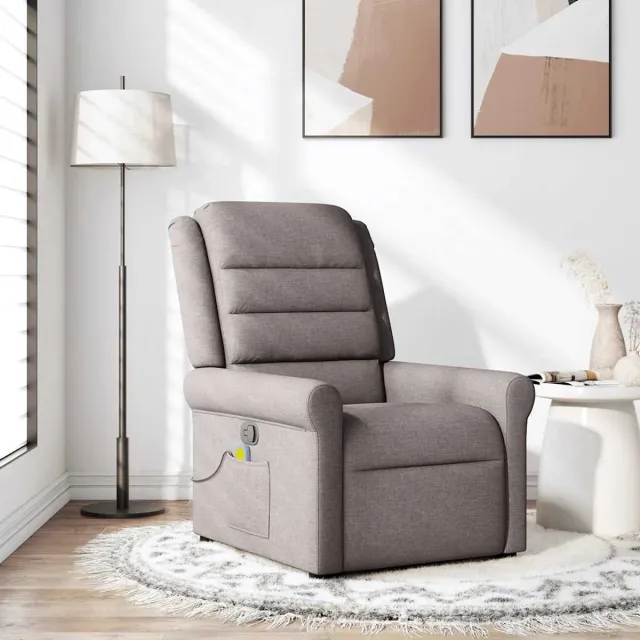 vidaXL Massagestoel - verstelbaar - stof - taupe