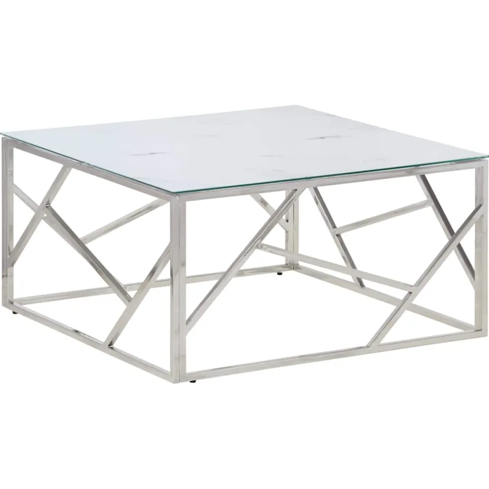 vidaXL Salontafel roestvrijstaal en gehard glas zilverkleurig, foto 3