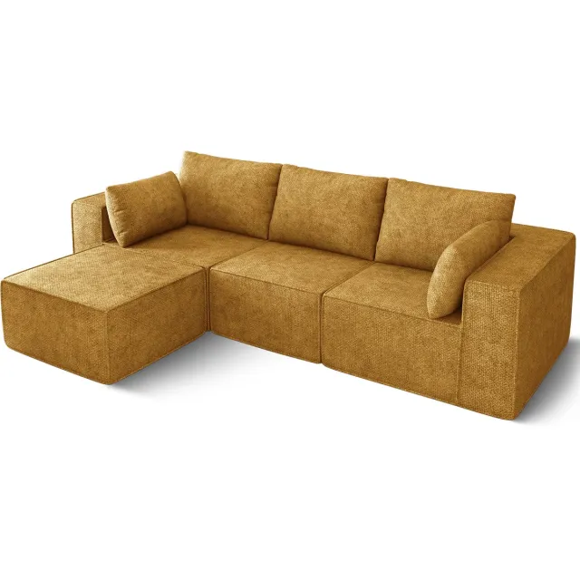 Fukstern Hoekbanken hooge Ergonomische Comfort - Multifunctioneel L-vormige moderne hoekbank - Modulair Ontwerp - Geel