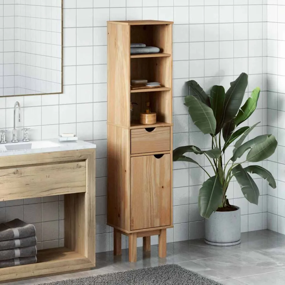 vidaXL Badkamerkast OTTA 35x30x159 cm massief grenenhout bruin, foto 2