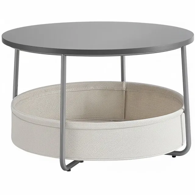 Songmics Bijzettafel – Met opbergruimte – 75 cm diameter – Grijs-wit
