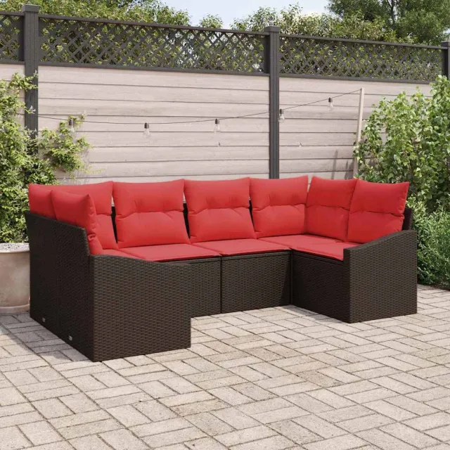 vidaXL Bankstel 6 st Bruin poly rattan, foto 2