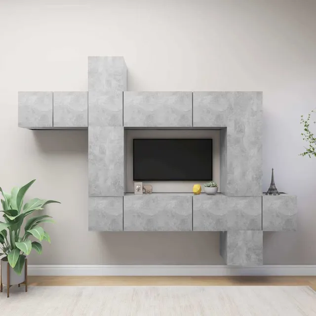 vidaXL 10-delige Tv-meubelset bewerkt hout betongrijs grijs, foto 2