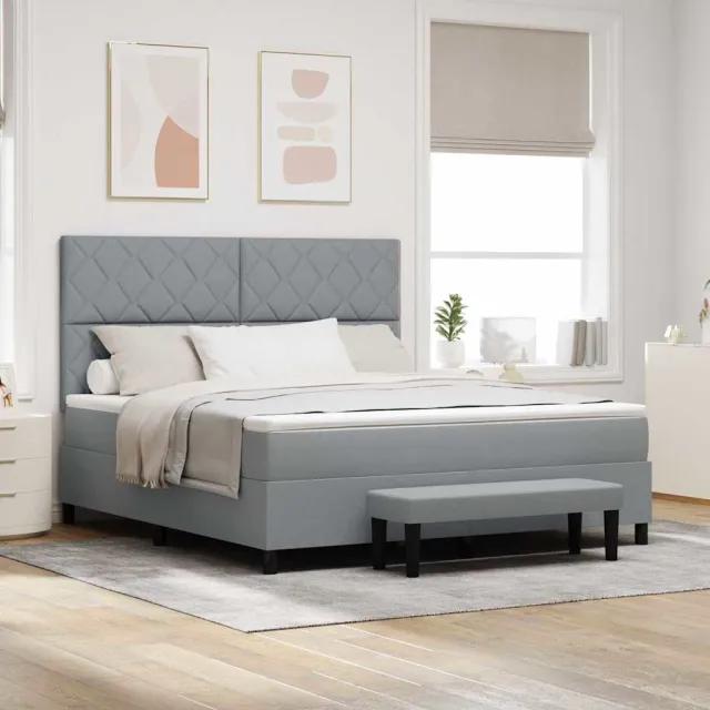 vidaXL Boxspringbed met hoofdeinde Lichtgrijs 180 x 200 cm Stof