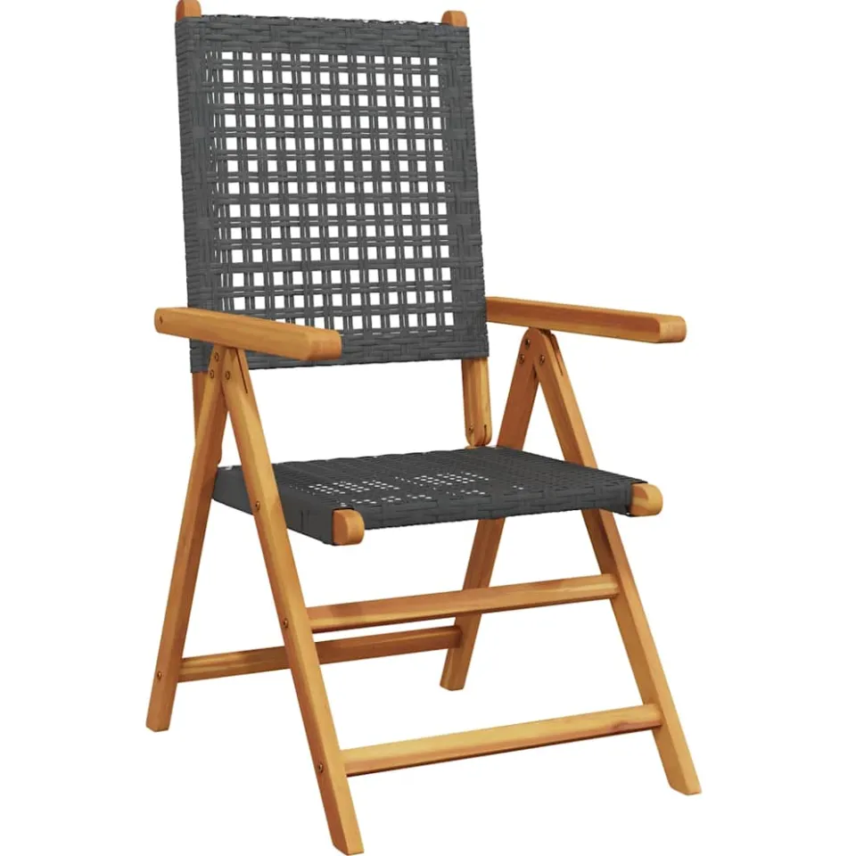 vidaXL 7-delige Tuinset poly rattan en massief hout zwart