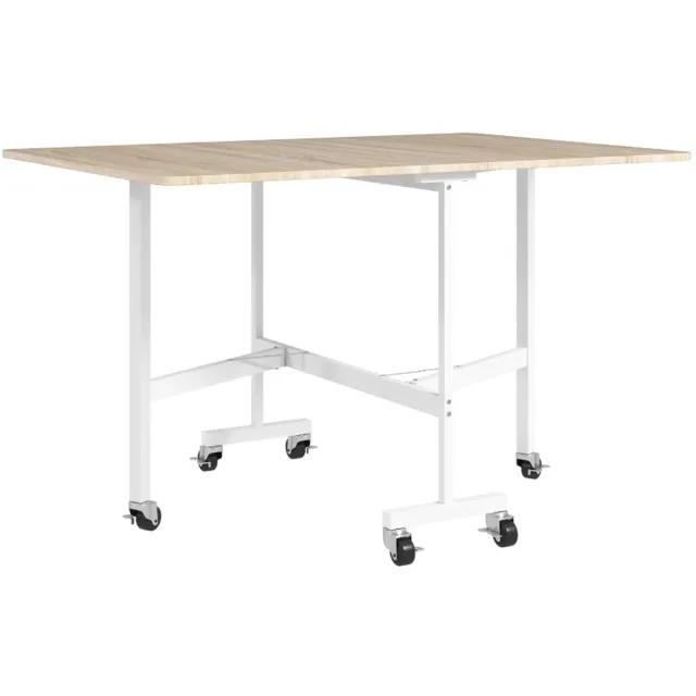 FloraGrace Eettafel - Opklapbaar En Uitschuifbaar Design Voor 6 Personen - Met 6 Wielen En Remmen - Eikenlook - 120x80x73 Cm Oak