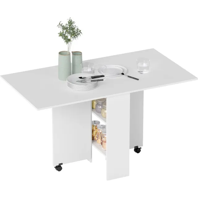 Homcom Opklapbare eettafel - Hout - 75x140x74cm - Wit