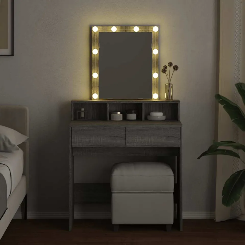 vidaXL Kaptafel met LED 80x41x144,5 cm grijs sonoma eikenkleurig, foto 3