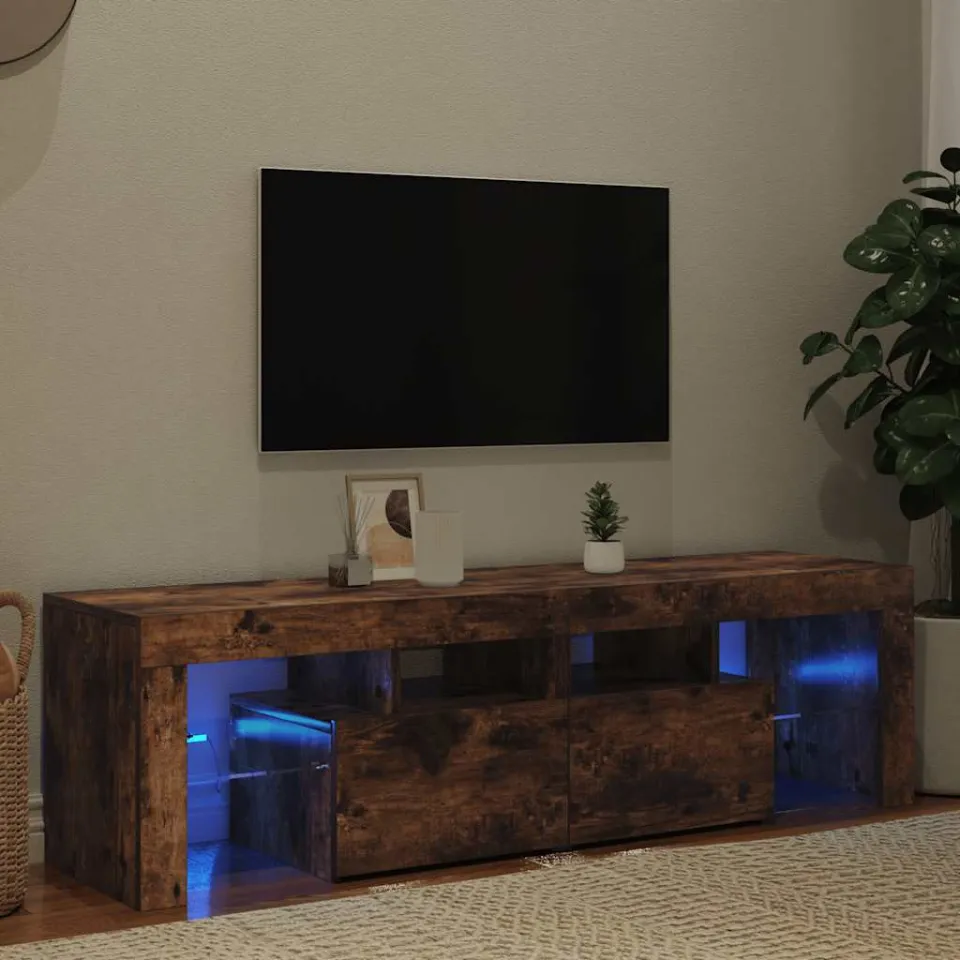 vidaXL Tv-meubel LED-verlichting 140x36,5x40 cm gerookt eikenkleurig, foto 3