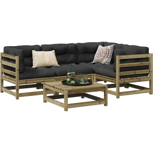 vidaXL 5-delige Loungeset geïmpregneerd grenenhout bruin, foto 2