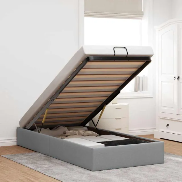 vidaXL Bedframe zonder matras 90x200 cm stof lichtgrijs grijs
