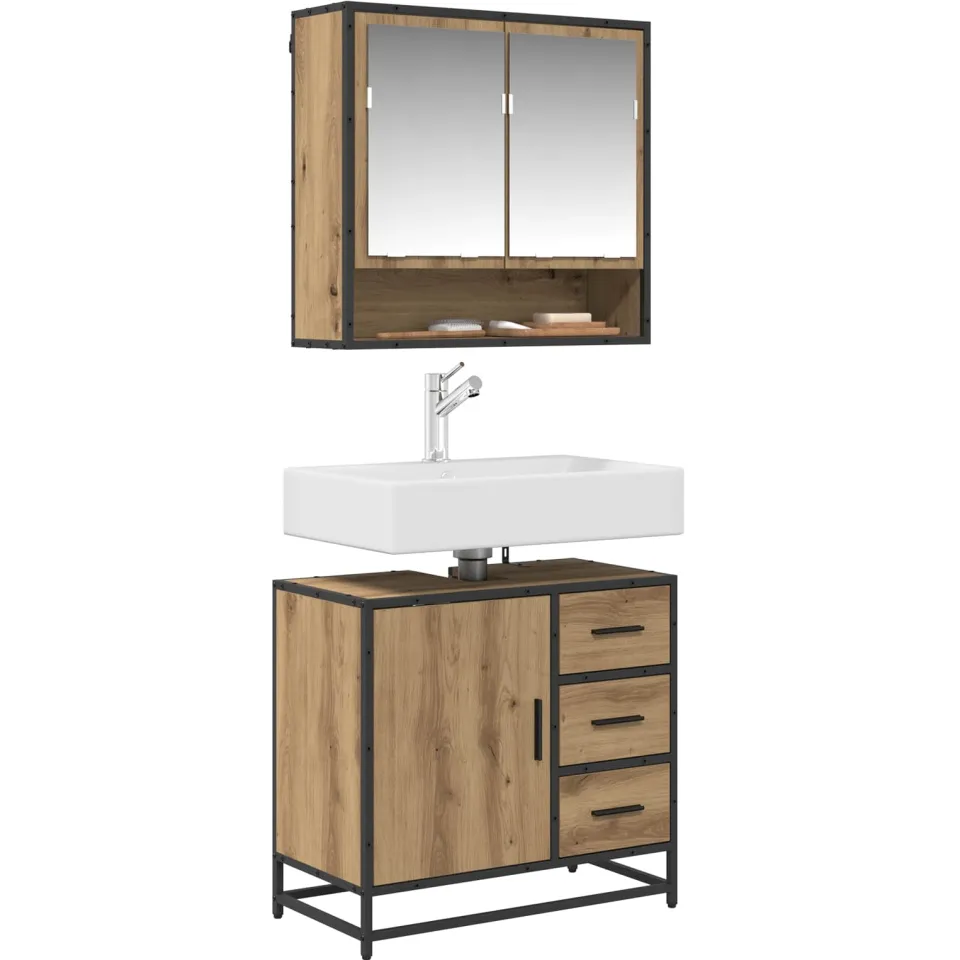 vidaXL Badkamermeubelset 2 st Artisan Eiken 65 x 33 x 60 cm Bruin