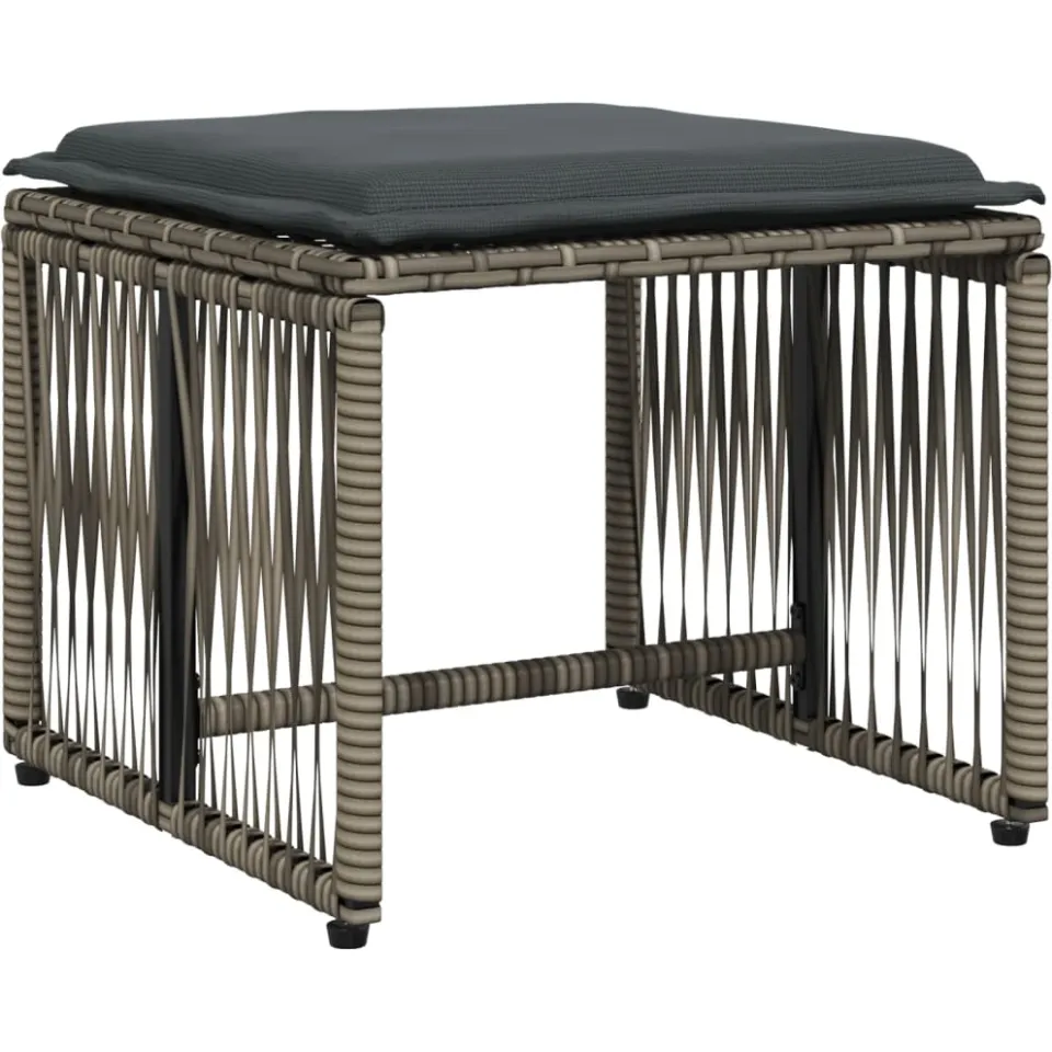 vidaXL 7-delige Tuinset met kussens poly rattan grijs