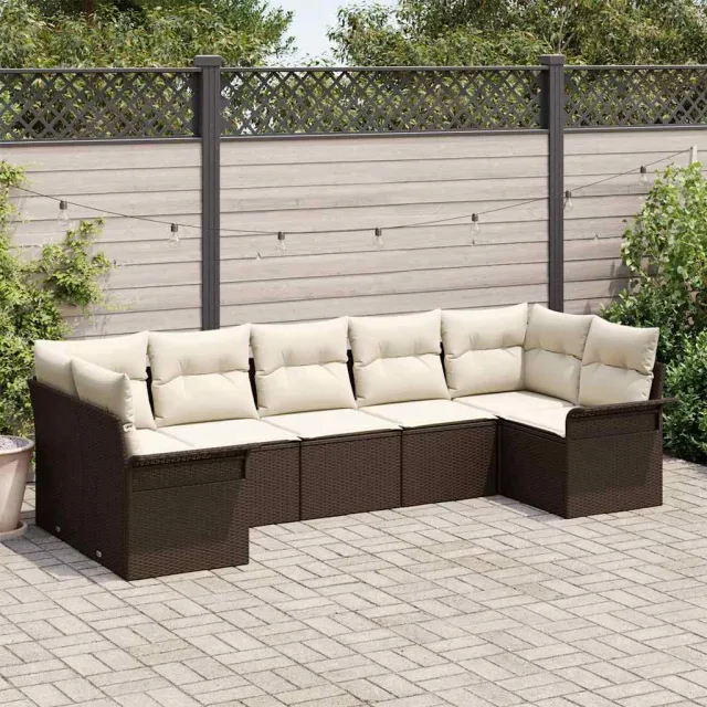 vidaXL Tuin Sofa Set 7 st Bruin Poly riet, foto 2