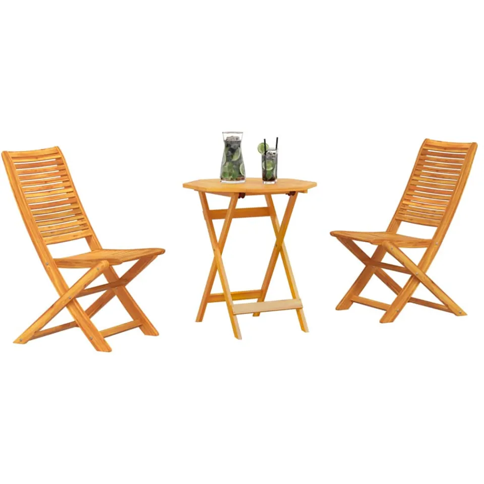 vidaXL Vouw Bistro Set 3 st Bruin Massief Acaciahout, foto 2