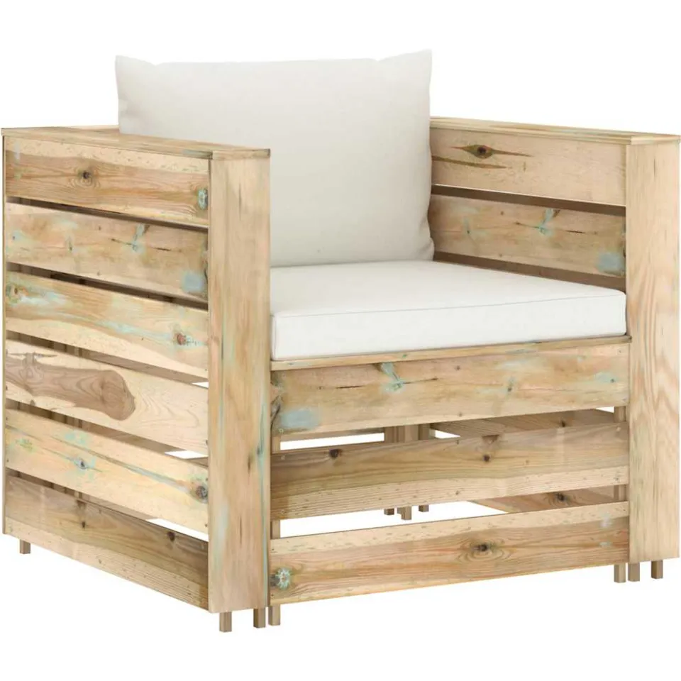 vidaXL 2-delige Loungeset met kussens groen geïmpregneerd hout, foto 2