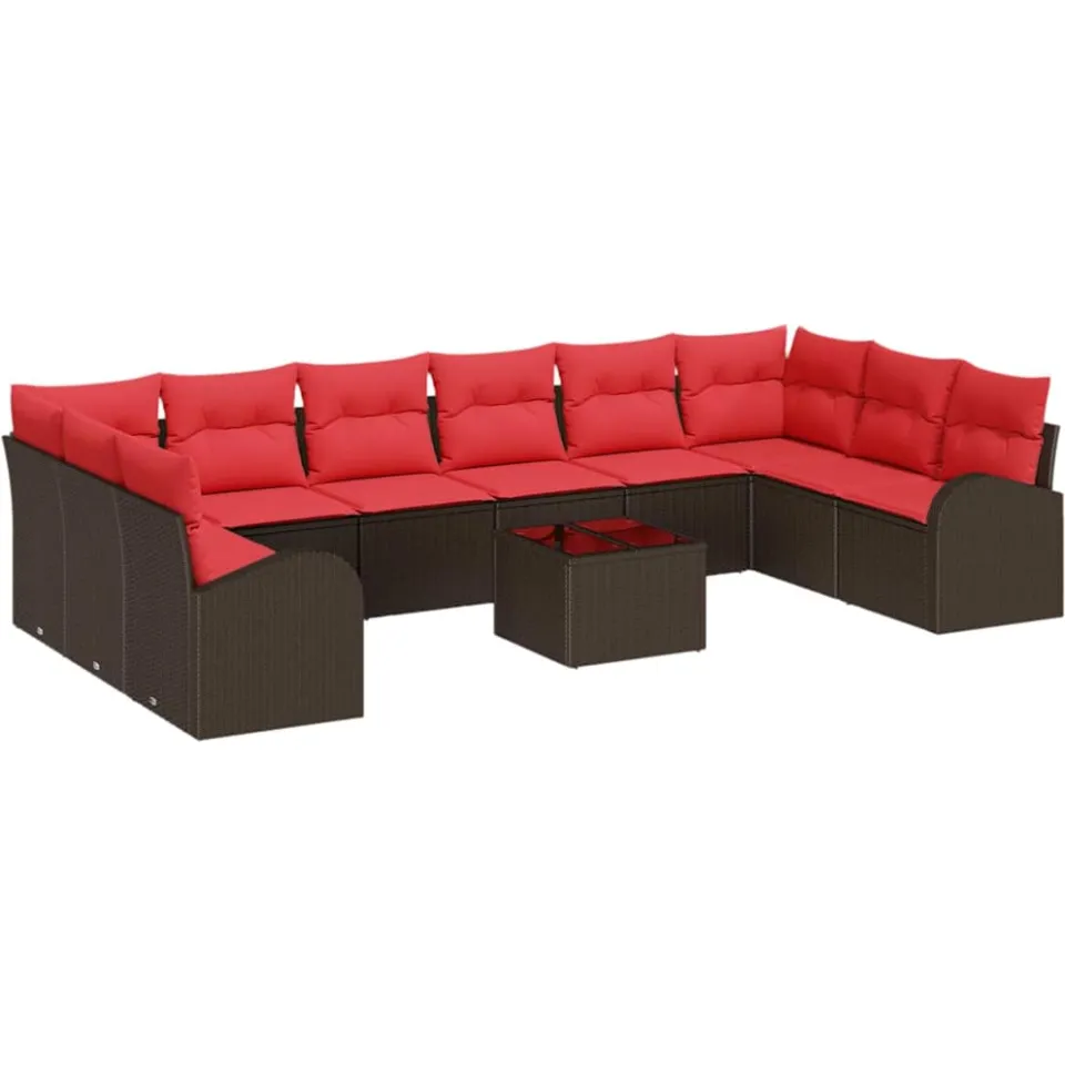 vidaXL Bankstel 11 st Bruin poly rattan, foto 4