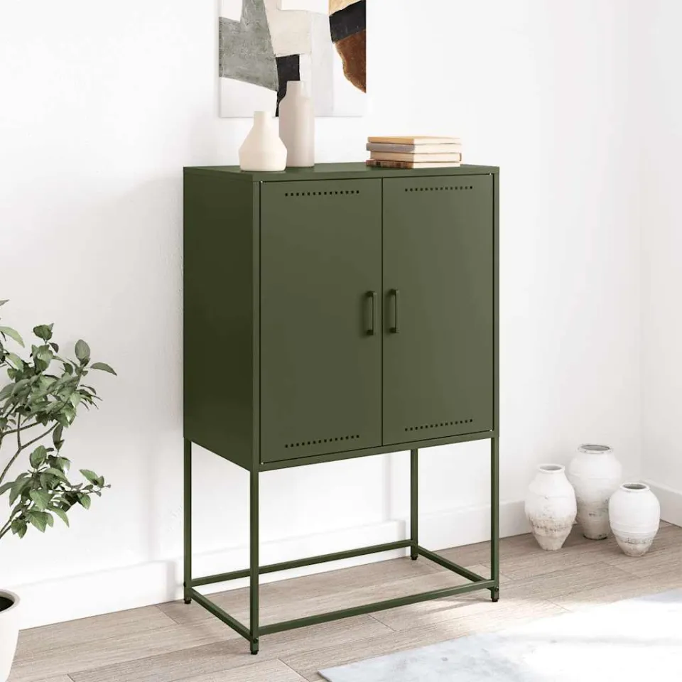 vidaXL Hoge kast 68,5x38,5x107 cm staal olijfgroen, foto 2