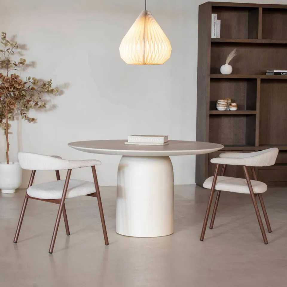 Giga Meubel Eettafel Dalarö - Rond Beige Composiet - 130cm, foto 4