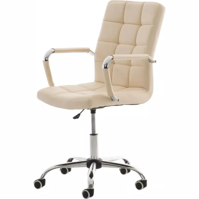 In And Outdoormatch Ergonomische Bureaustoel Kurtis - Creme - Op wieltjes - Kunstleer - Voor volwassenen - In hoogte verstelbaar 45-54cm