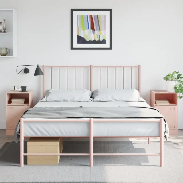 vidaXL Nachtkastjes 2 st 34,5x39x62 cm staal roze, foto 2