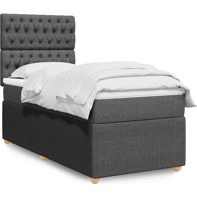 vidaXL Boxspring met matras stof donkergrijs 90x190 cm grijs
