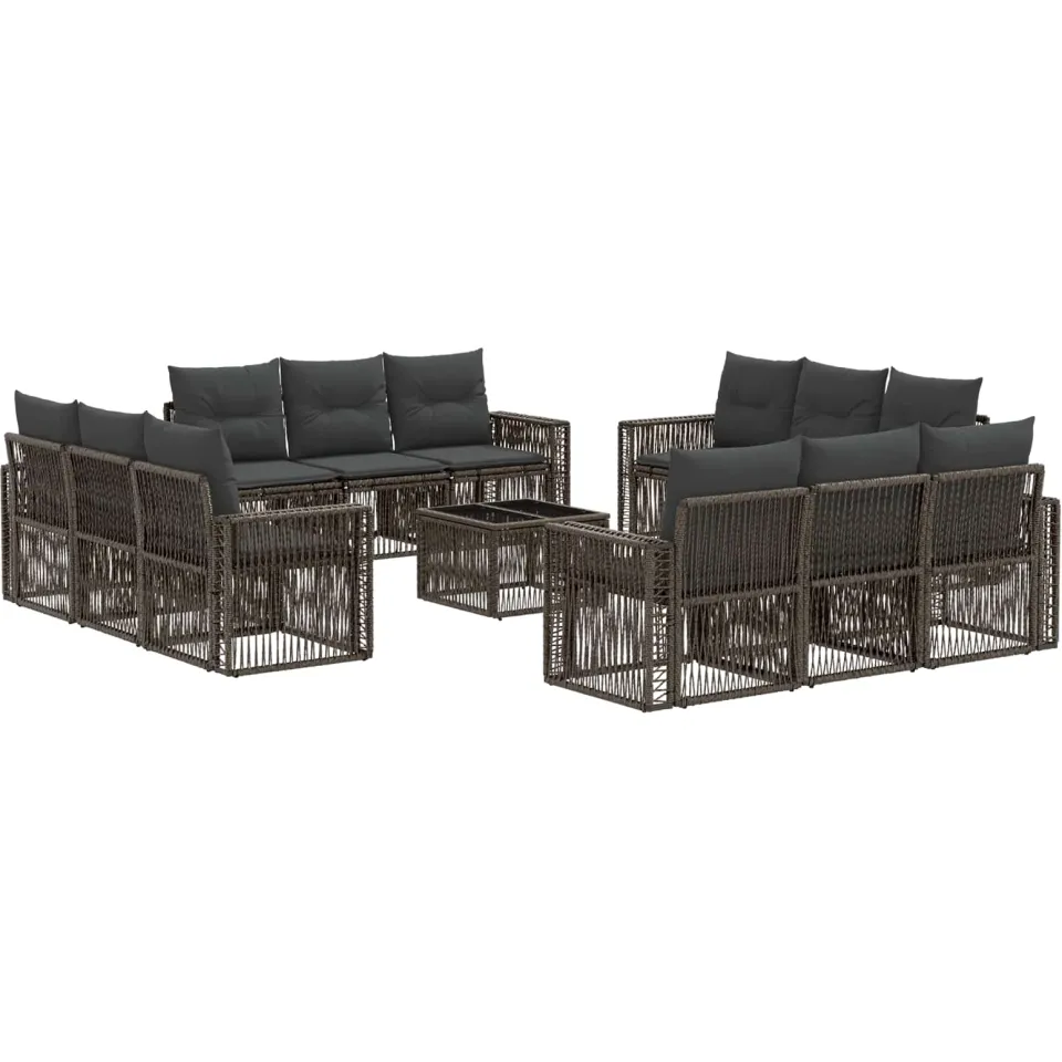 vidaXL Tuinbankenset 13 st 12-zits Grijs en Donkergrijs poly rattan, foto 3