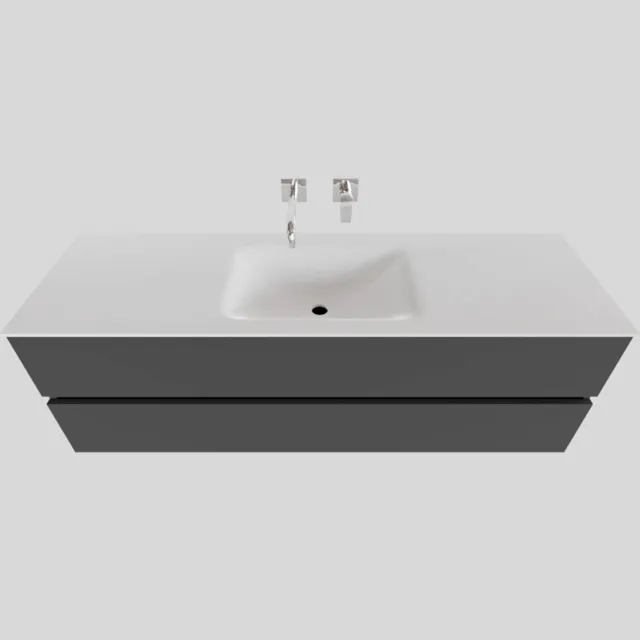 Boss & Wessing Badkamermeubel Solid Surface BWS Oslo 150x46 cm Midden Mat Antraciet (0 kraangaten)