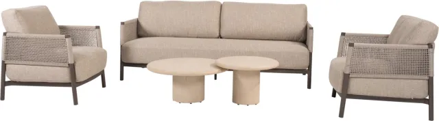 4 Seasons Outdoor Hampton Savanne stoel bank loungeset 5 delig mortex terre 4 Seasons Outdoor Bruin / Terre, Grijs