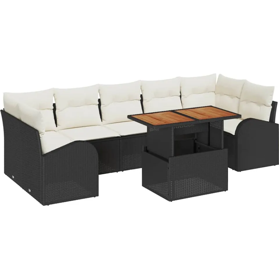 vidaXL Tuin Sofa Set 8 st Zwart Poly riet
