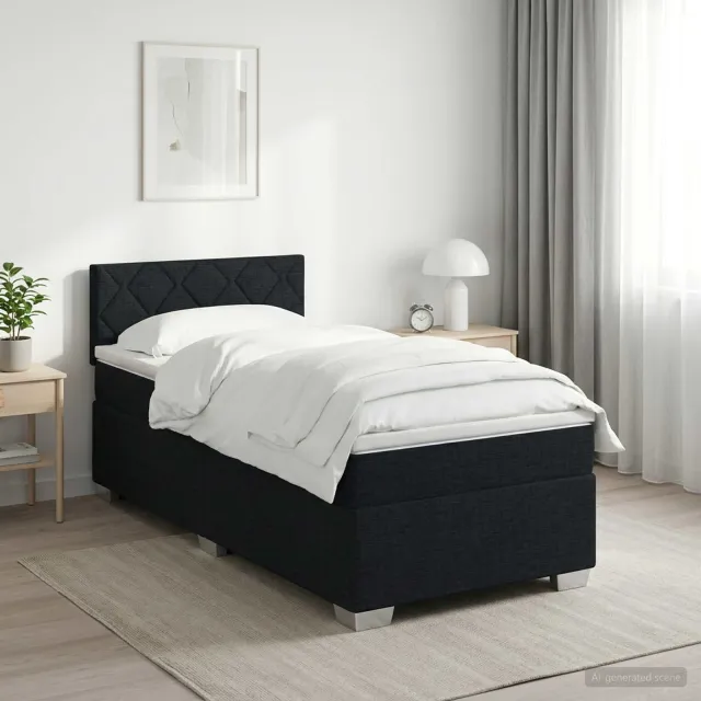 vidaXL Boxspringbed met matras met hoofdeinde Zwart 90 x 200 cm Stof