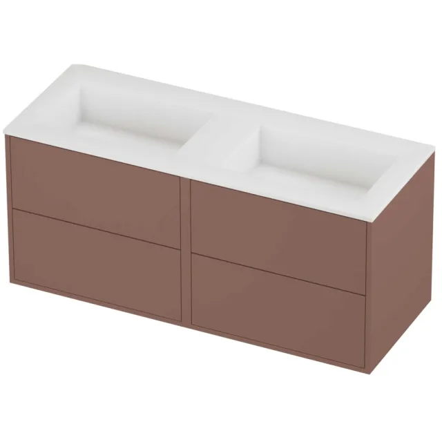 Proline Aristo Badmeubelset Polystone Elegant Zonder Gat 120x46x54 cm Mat White Beauty Blush Rosé Goud