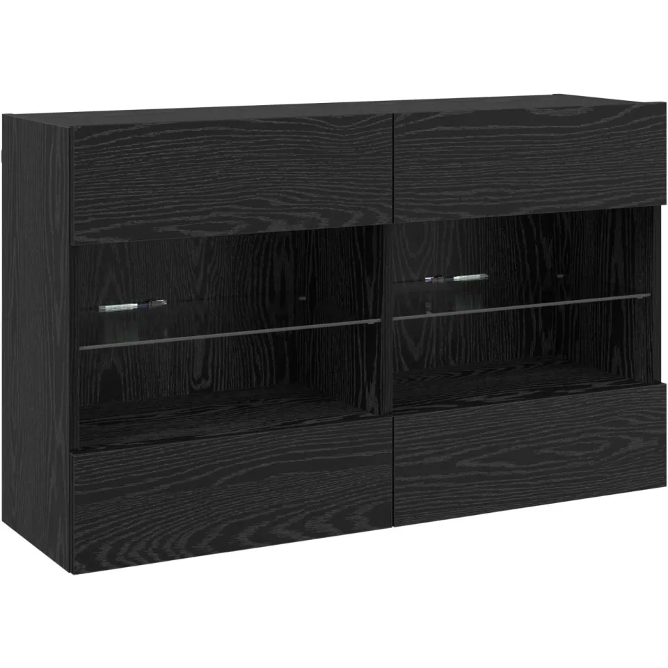 vidaXL TV-wandkast 98,5 x 30 x 60,5 cm Zwart Eiken Bewerkt hout