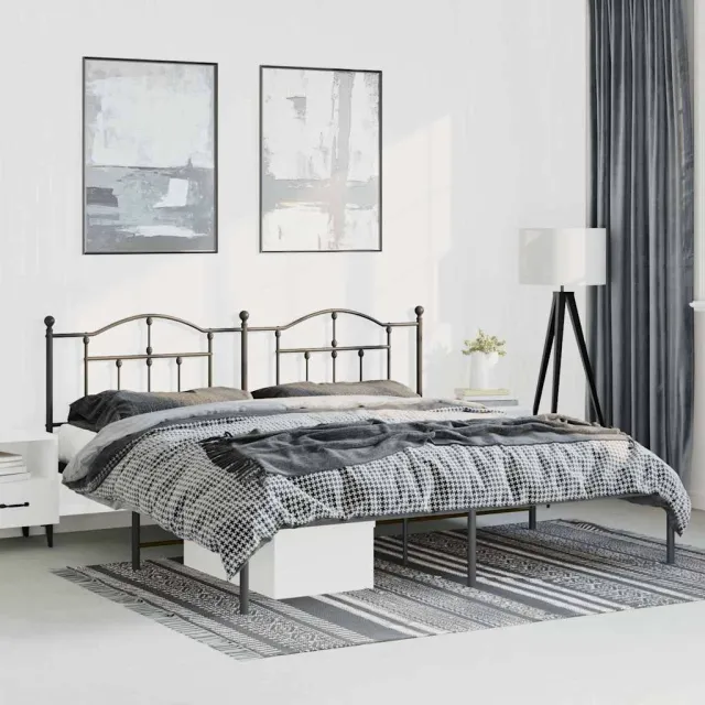 vidaXL Bedframe met hoofdbord metaal zwart 183x213 cm