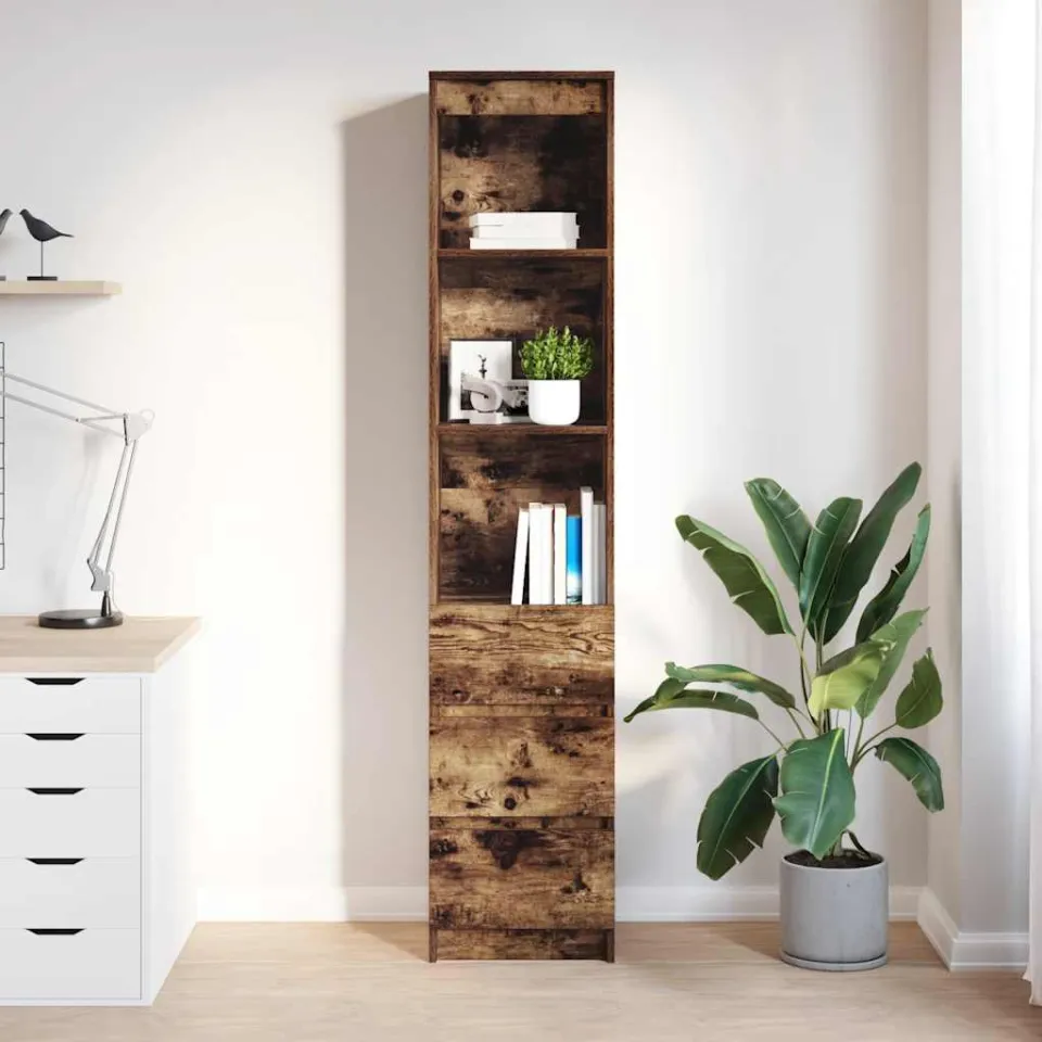 vidaXL Hoge kast 37,5x35x180 cm spaanplaat gerookt eikenkleurig, foto 3