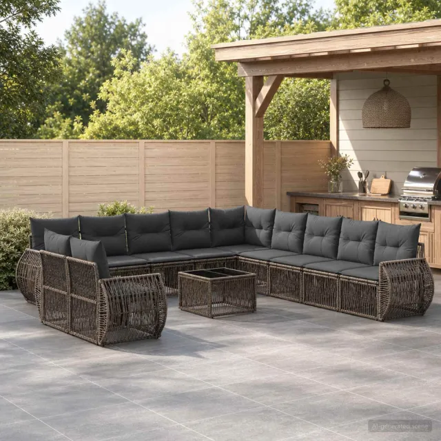 vidaXL Tuinbankenset 12 st Grijs en Donkergrijs poly rattan, foto 2