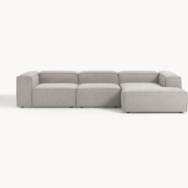 Westwing Collection Modulaire bouclé-hoekbank Lennon (4-zits) Taupe