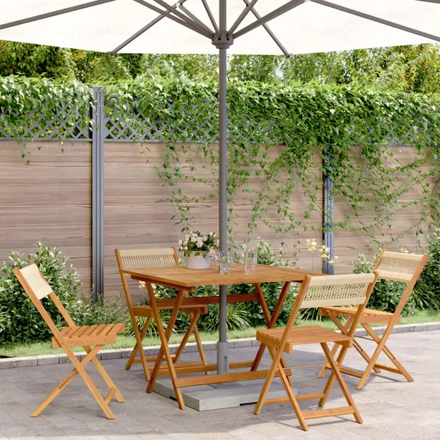 vidaXL 5-delige Tuinset polypropeen en massief hout beige, foto 2