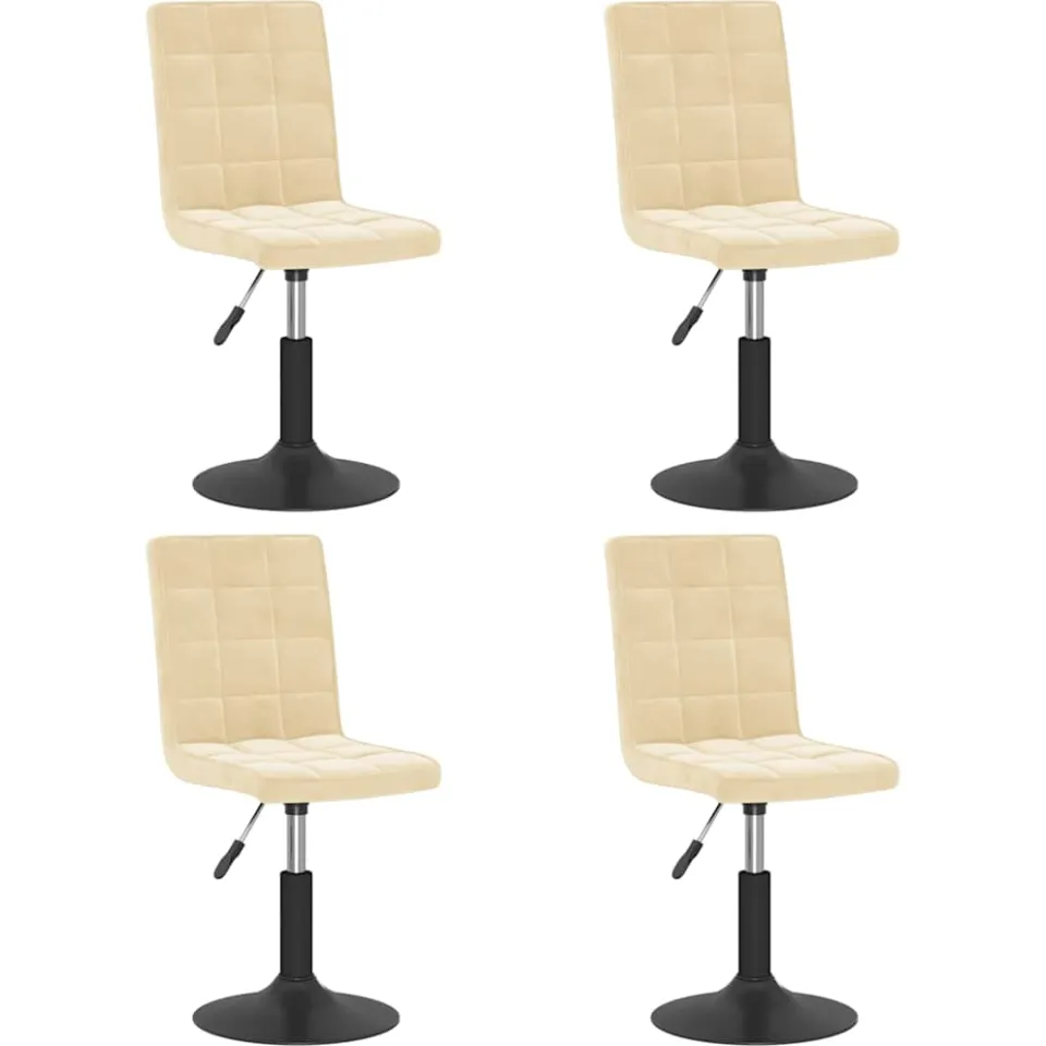 vidaXL Eetkamerstoelen draaibaar 4 st fluweel crèmekleurig, foto 3