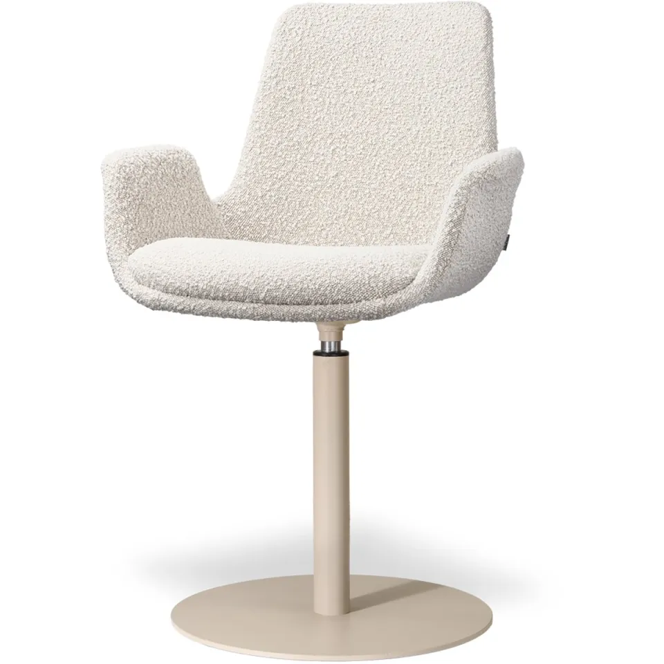 Nolon Niva-Eef draaibare tulp eetkamerstoel bouclé beige - beige onderstel, foto 3