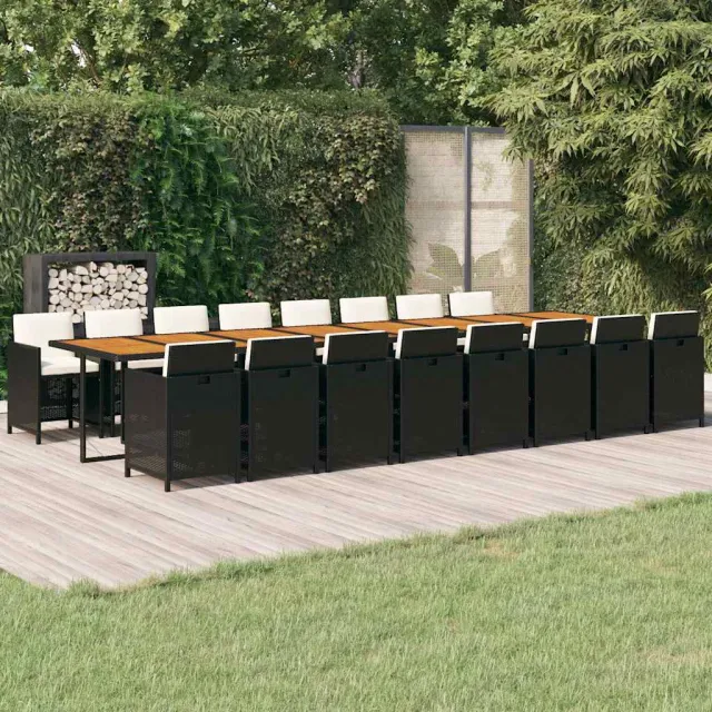 vidaXL 17-delige Tuinset met kussens poly rattan zwart, foto 2