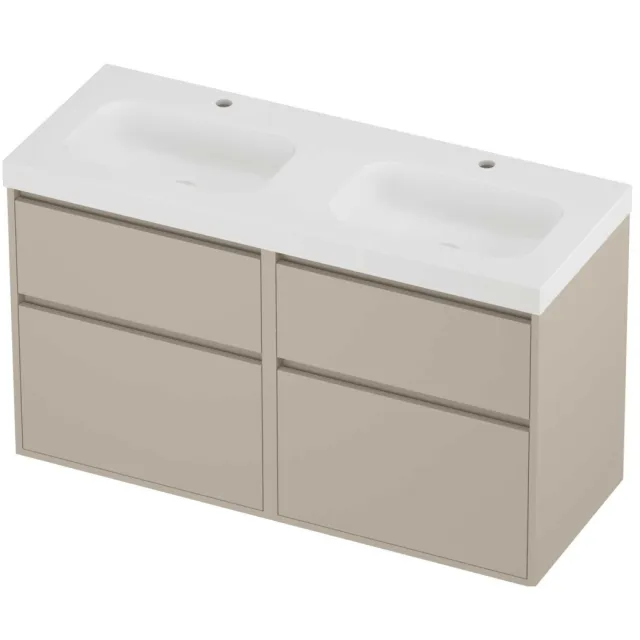 Proline Haga Badmeubelset Polystone Mezza 4 Laden 120x46x73 cm Mat White Soft Linen Beige