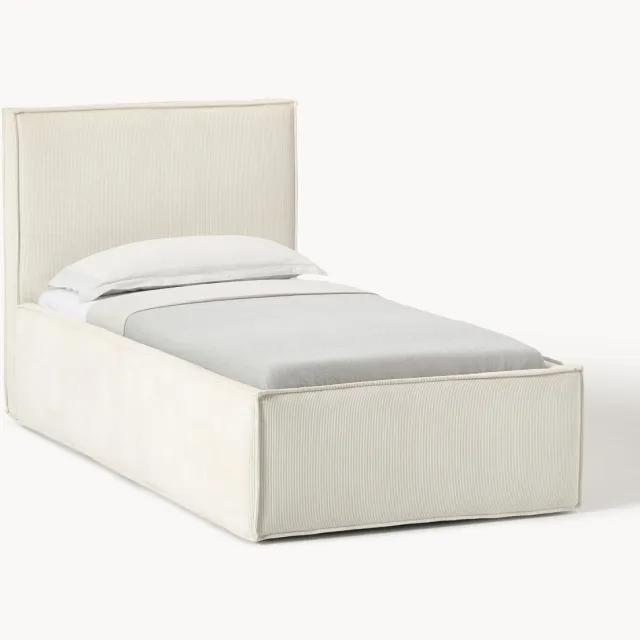 Westwing Collection Eenpersoonsbed Dream van corduroy Wit